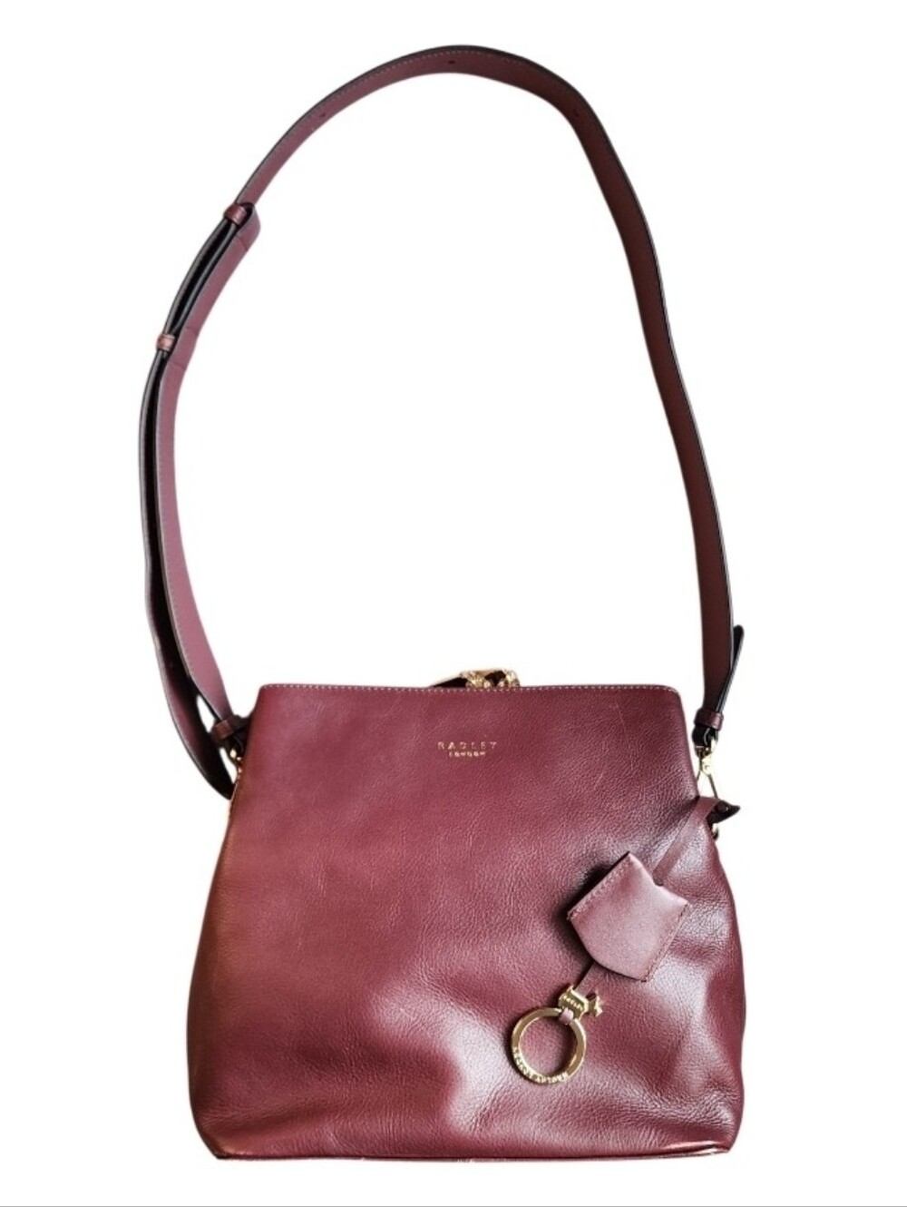 RADLEY LONDON Burgundy Leather Crossbody with Gold Hardware